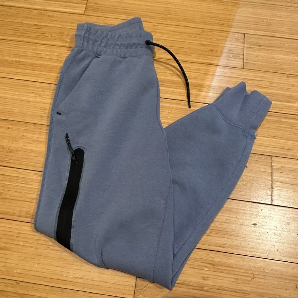 Nike Tech Fleece Joggers Women XS Slate Blue Black Zip Pocket